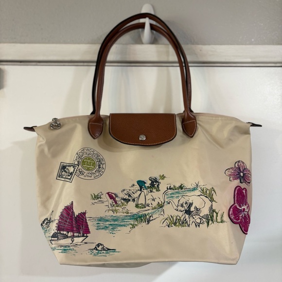 Longchamp Handbags - LONGCHAMP Le Pliage Limited Edition Autour De Ha Long Vietnam Medium Tote Bag